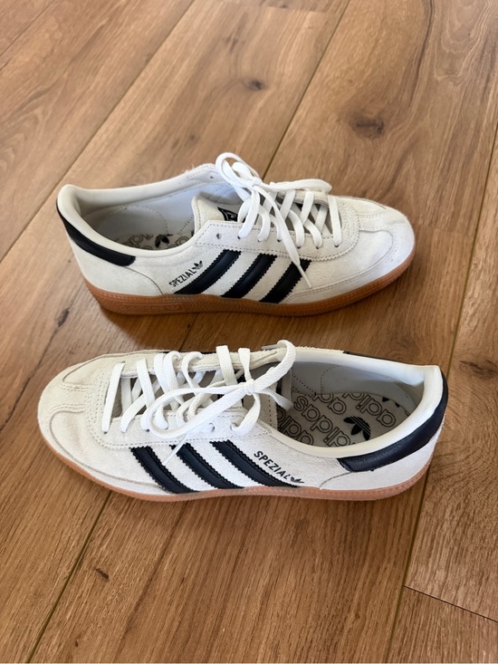 adidas Shoes - adidas White & Black Spezial Suede Sneakers with Gum Sole